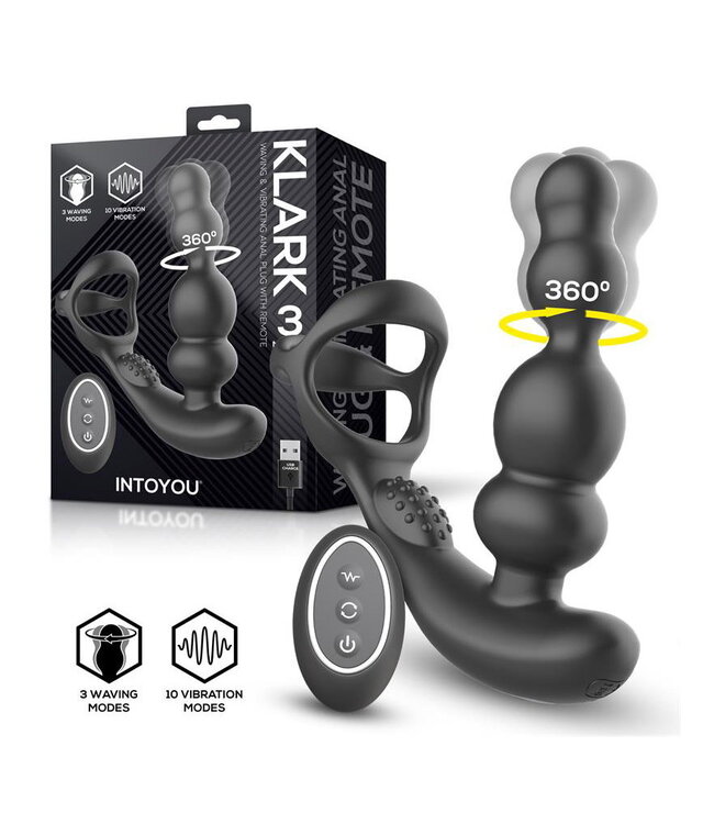 Rimba IY Klark - Wuivende & Vibrerende Anaalplug met Afstandsbediening - Zwart