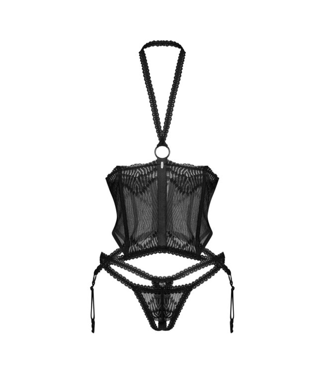 Obsessive Obsessive – Open BH Corset & Open Kruis String – Zwart