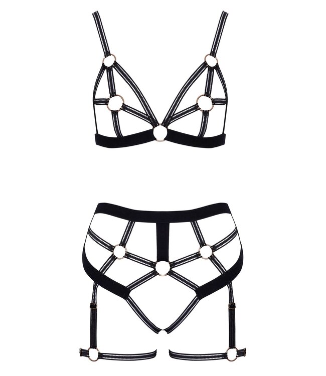 Cottelli Collection Cottelli LINGERIE – Ouvert Set Bh & Slip – Zwart