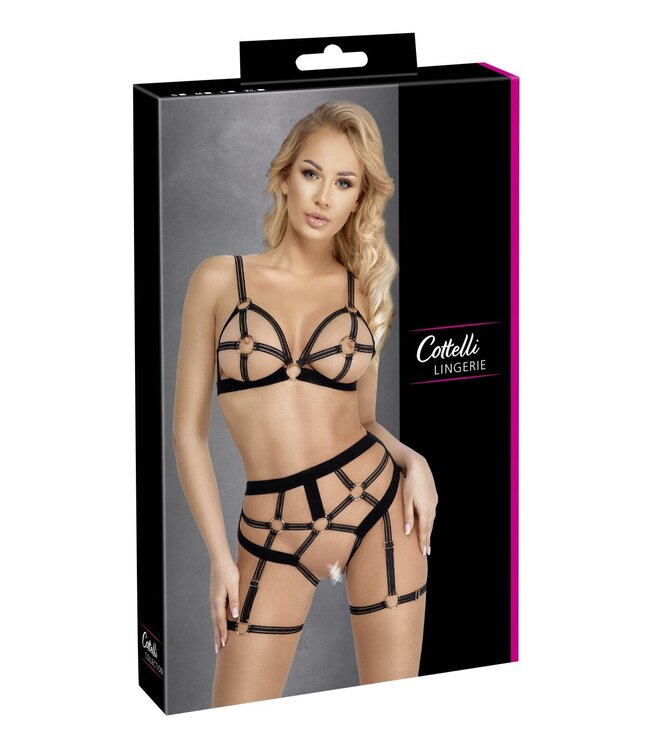 Cottelli Collection Cottelli LINGERIE – Ouvert Set Bh & Slip – Zwart