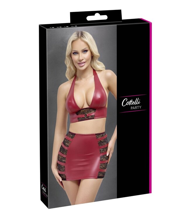 Cottelli Collection Cottelli PARTY – Crop Top & Mini Rok Set – Rood