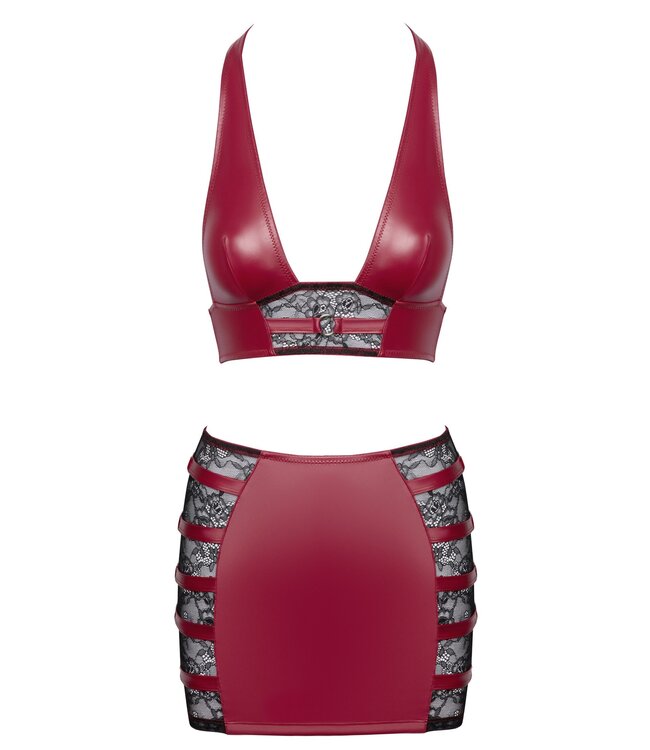 Cottelli Collection Cottelli PARTY – Crop Top & Mini Rok Set – Rood