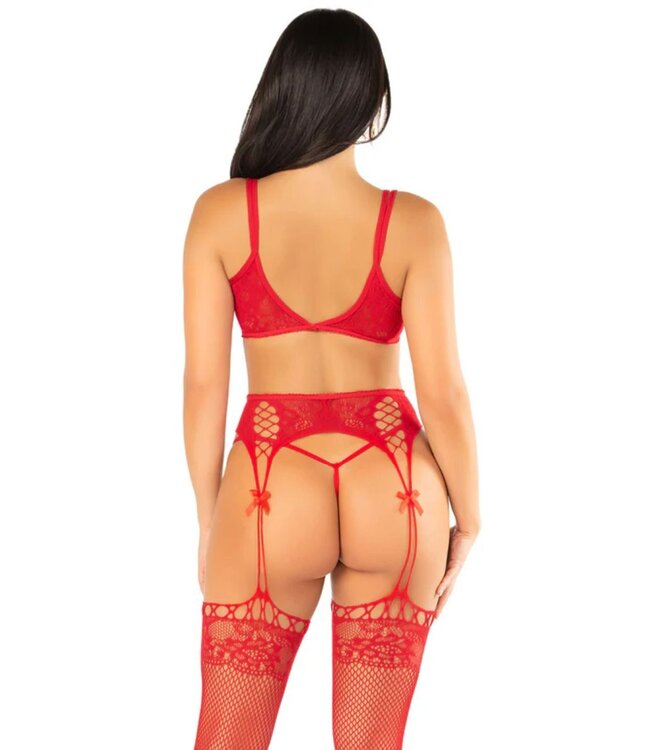 Leg Avenue Leg Avenue – 3-Delige Lingerieset – Rood