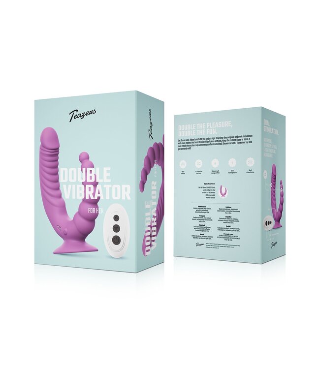 Teazers Teazers - Double Vibrator met Zuignap en Afstandsbediening - Paars
