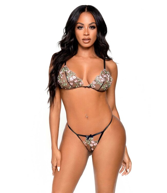 Leg Avenue Floral sheer bra and g-string