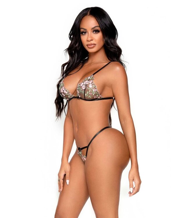 Leg Avenue Floral sheer bra and g-string