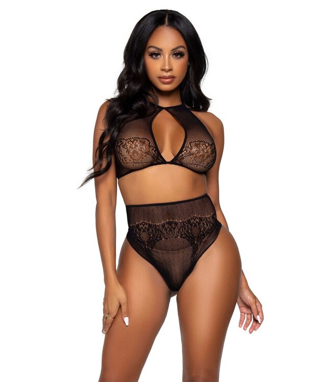 Leg Avenue Halter crop top & thong panty