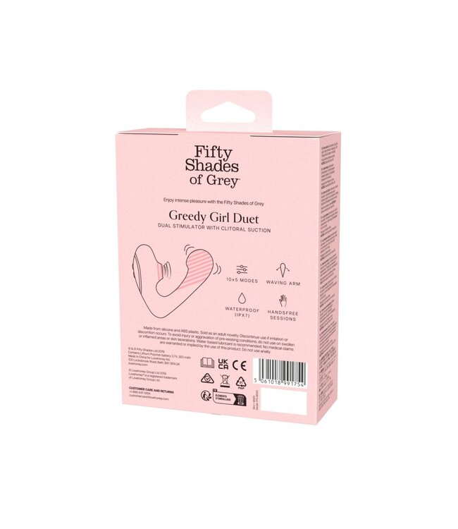 Fifty Shades of Grey Fifty Shades of Grey - Greedy Girl Duet Luchtdruk Vibrator - Zwart