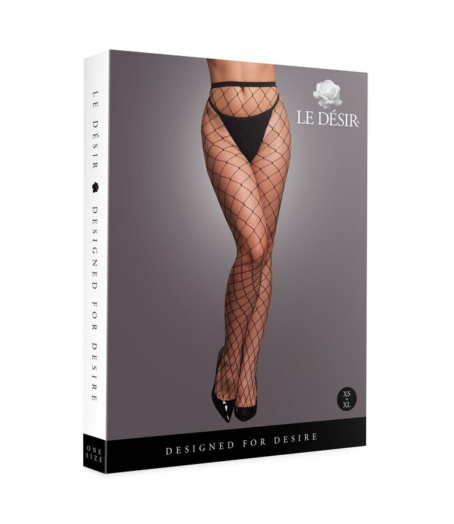 Le Desir Le Desir - Panty met Grove Visnetstructuur - Zwart