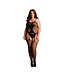 Le Desir Le Desir - Jarretel Bodystocking van Fence Net - Queen Size - Zwart
