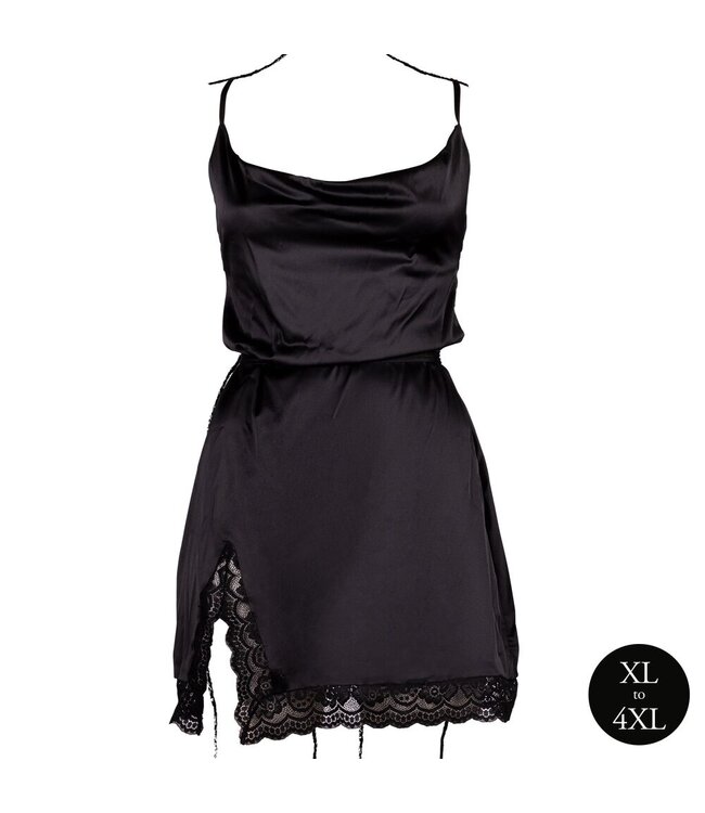 Le Desir Le Desir – Zijden Jurk met Kruisbanden en Split, Open Rug, Queen Size - Zwa