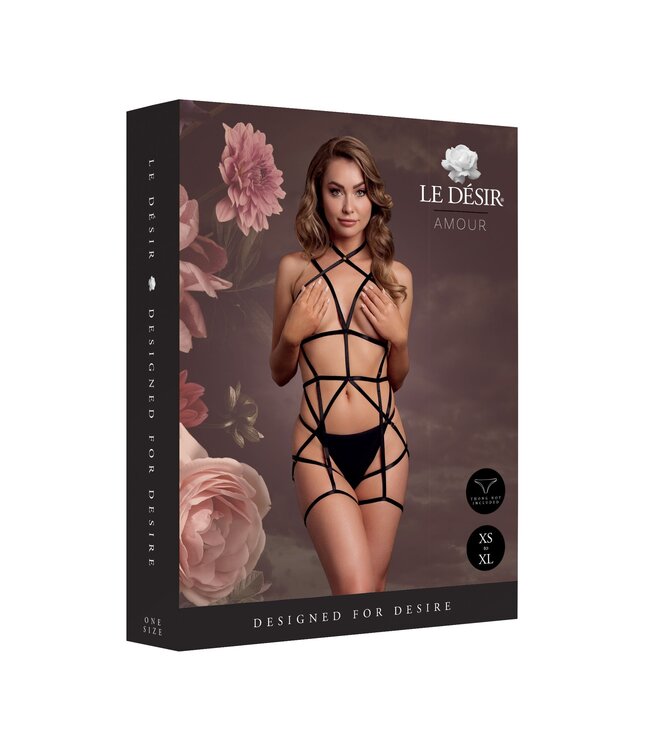 Le Desir Le Desir - Strappy Open Cup Bodyharnas One Size - Zwart