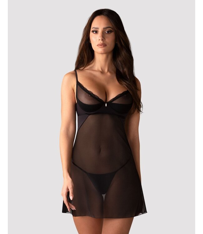 Obsessive Obsessive - Stelisa Babydoll & String - Zwart