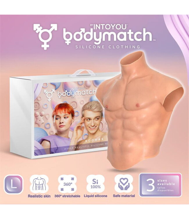 Rimba BODYMATCH - Boomax - Hyperrealistisch siliconen spierpak - Maat L - Huidskleur