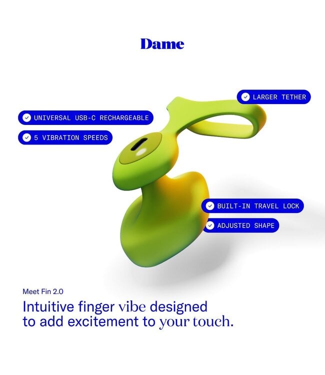 Dame Dame - Fin 2.0 Vinger Vibrator - Citrus