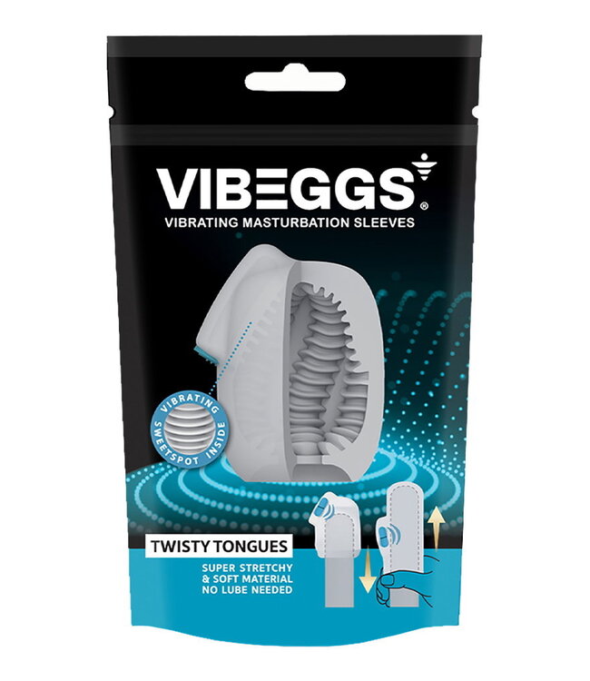 Rimba VIBEGGS - Twisty Tongues - Vibrerende Masturbatie Sleeve - Wit