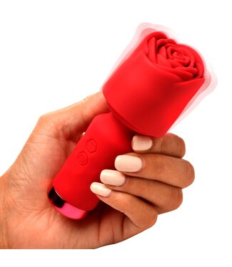 XR Brands BLOOMGASM - Pleasure Rose Mini Wand Vibrator - Rood