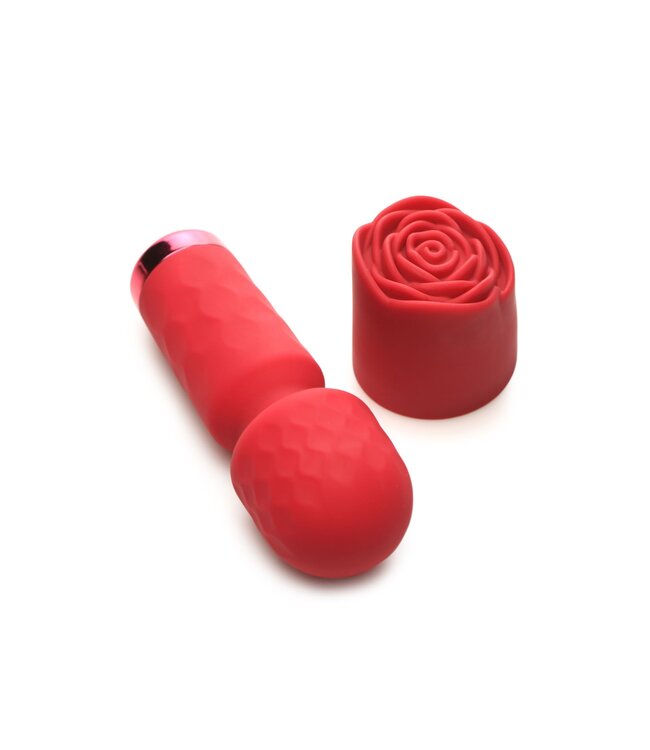 XR Brands BLOOMGASM - Pleasure Rose Mini Wand Vibrator - Rood