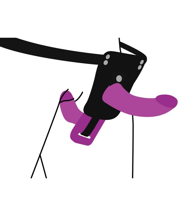 XR Brands XR Brands - Dubbele Vibrerende Dildo Met Harnas - Paars