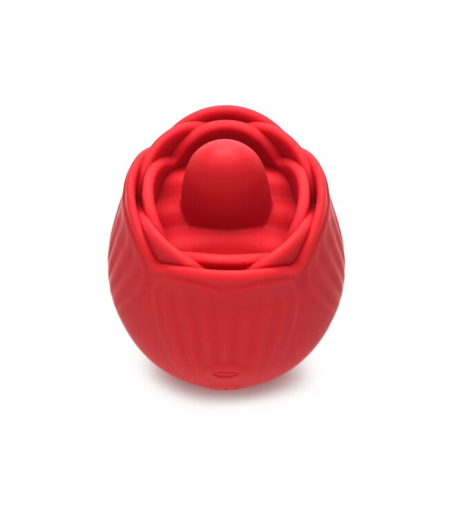 XR Brands BLOOMGASM - French Rose Lik- en Vibratiestimulator - Rood