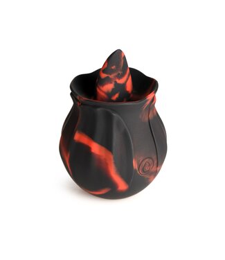 XR Brands BLOOMGASM - Black Kiss Rimmende Roos Vibrator - Rood/Zwart