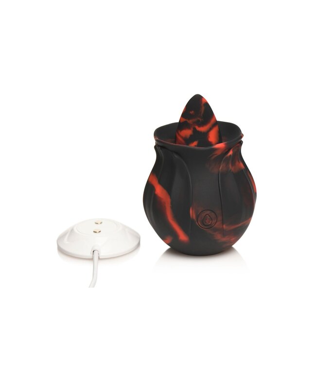 XR Brands BLOOMGASM - Black Kiss Rimmende Roos Vibrator - Rood/Zwart