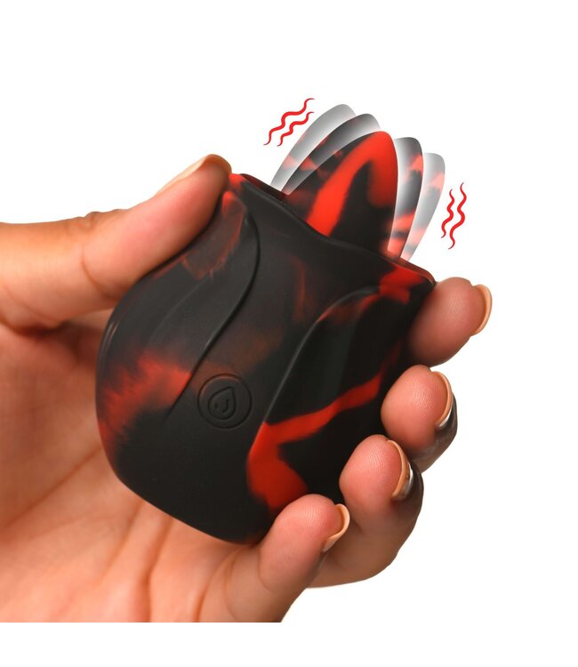 XR Brands BLOOMGASM - Black Kiss Rimmende Roos Vibrator - Rood/Zwart