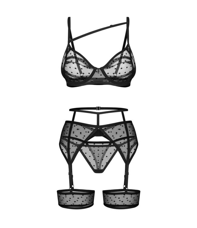 Obsessive Obsessive - Nuites Driedelige Set - Zwart