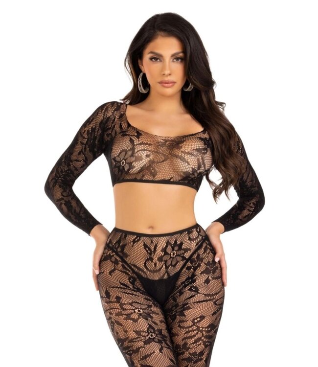 Leg Avenue Leg Avenue - Crop Top & Legging Zonder Voet - Zwart