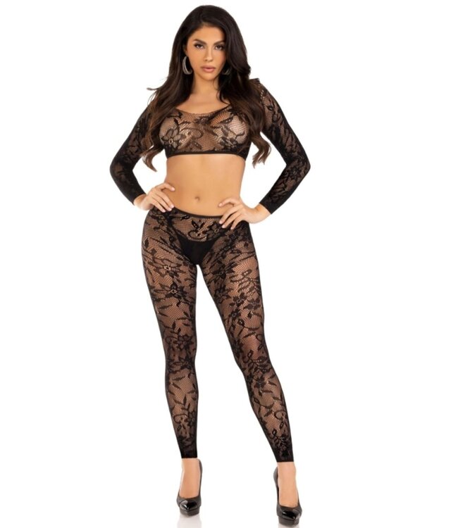 Leg Avenue Leg Avenue - Crop Top & Legging Zonder Voet - Zwart