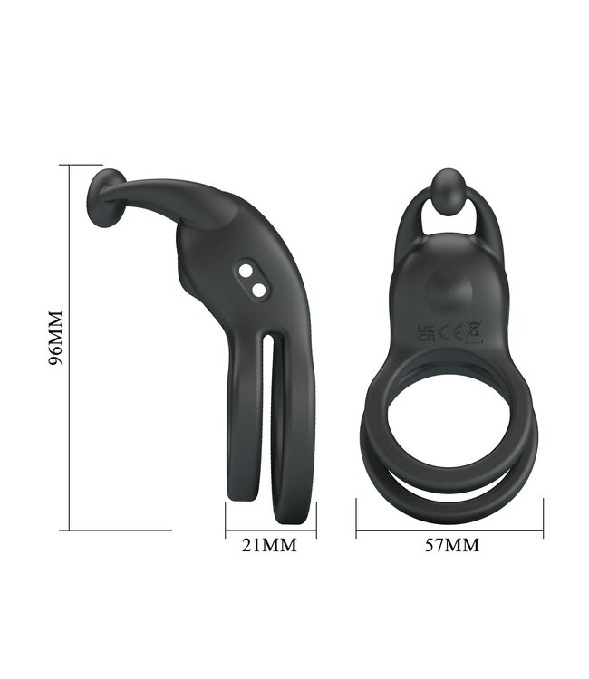 Rimba PL - Goodwin - Vibrerende dubbele penisring - Zwart