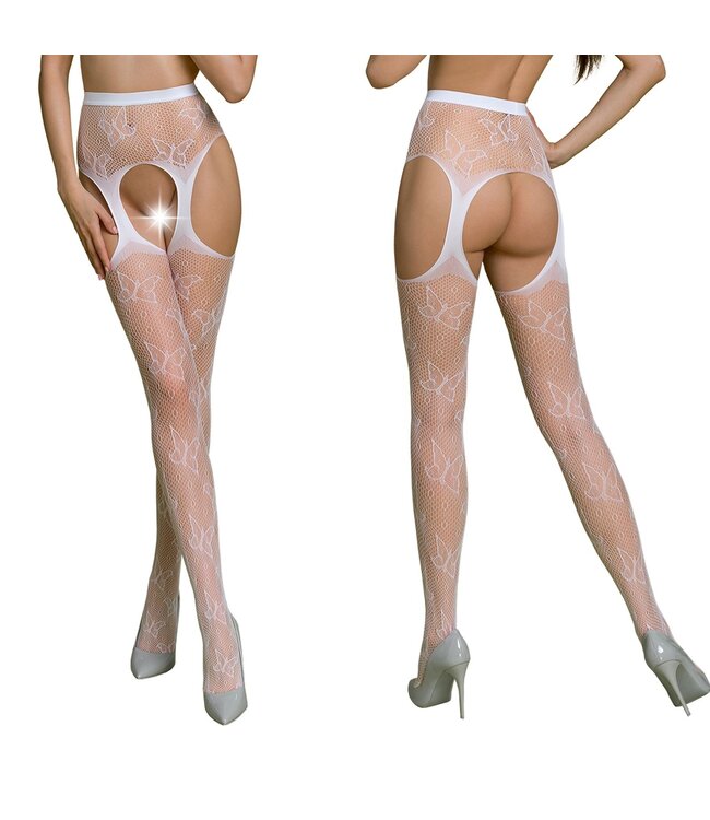 ECO Passion Passion ECO - Open Kruis Jarretel Panty - Wit