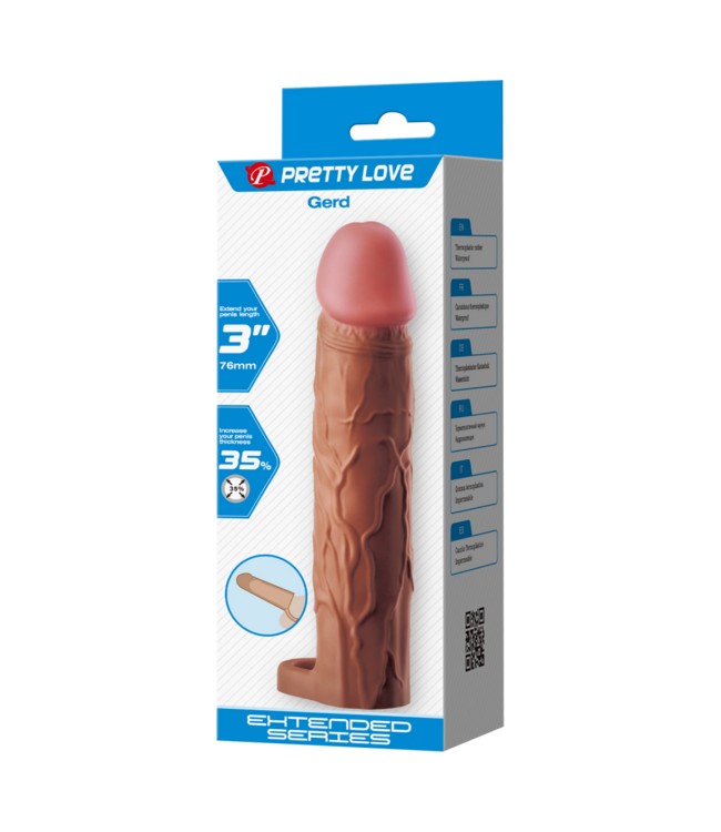 Rimba Pretty Love - Gerd - Cock Ring met verlengde Penis Sleeve - 75mm - Bruin