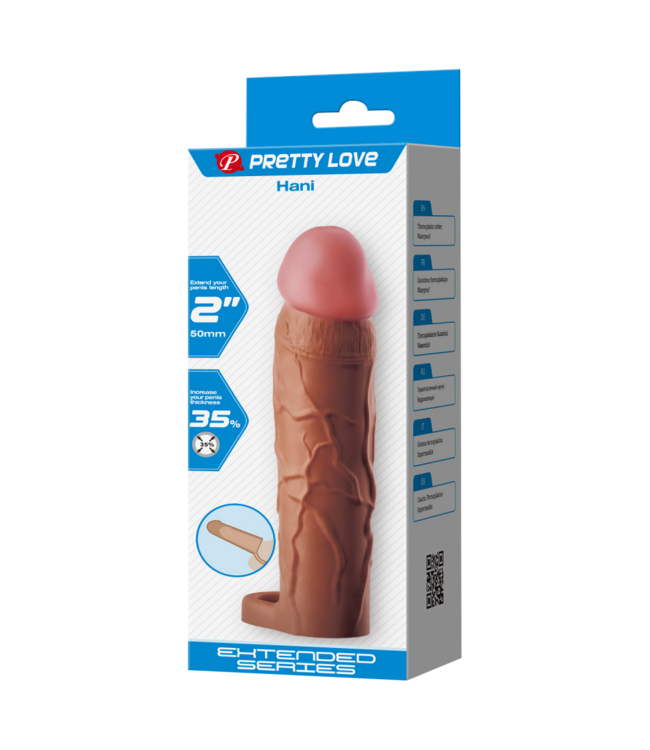 Rimba Pretty Love - Hani - Cock Ring met verlengde Penis Sleeve - 50mm - Bruin