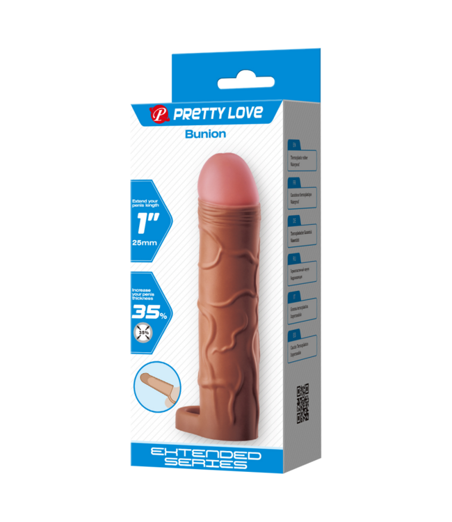 Rimba Pretty Love - Bunion - Cock Ring met verlengde Penis Sleeve - 25mm - Bruin