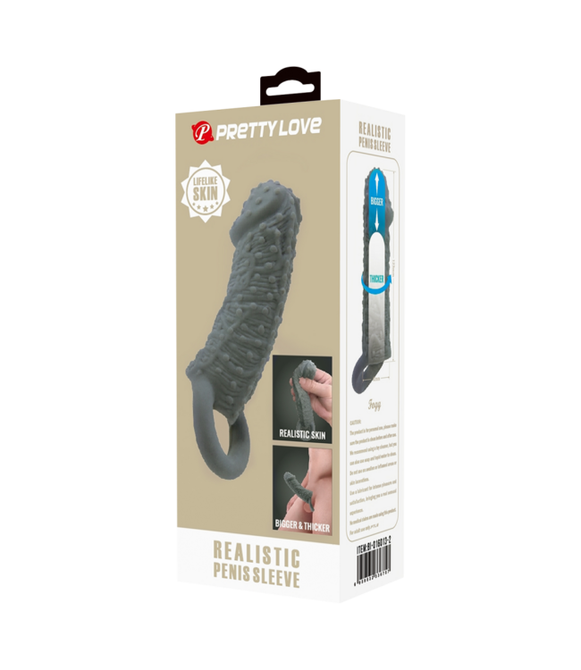 Rimba Pretty Love - Fogg - Realistische Penis Sleeve - Donkergrijs