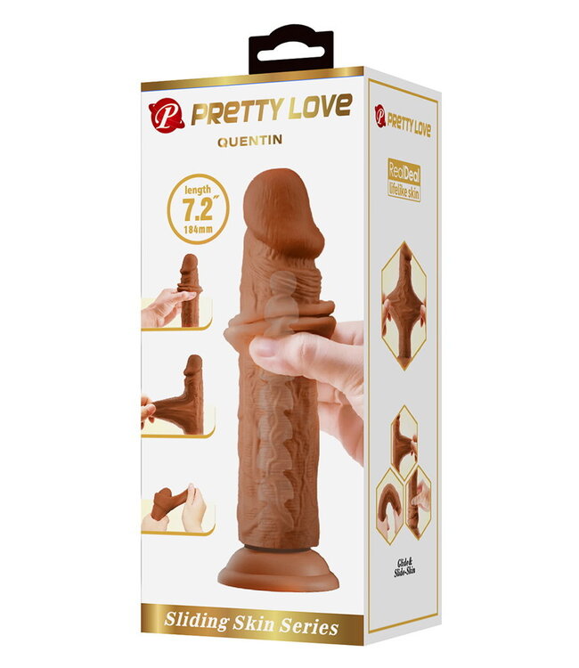 Rimba Pretty Love - Quentin - Sliding Skin Realistic Dildo 18,4cm - Bruin