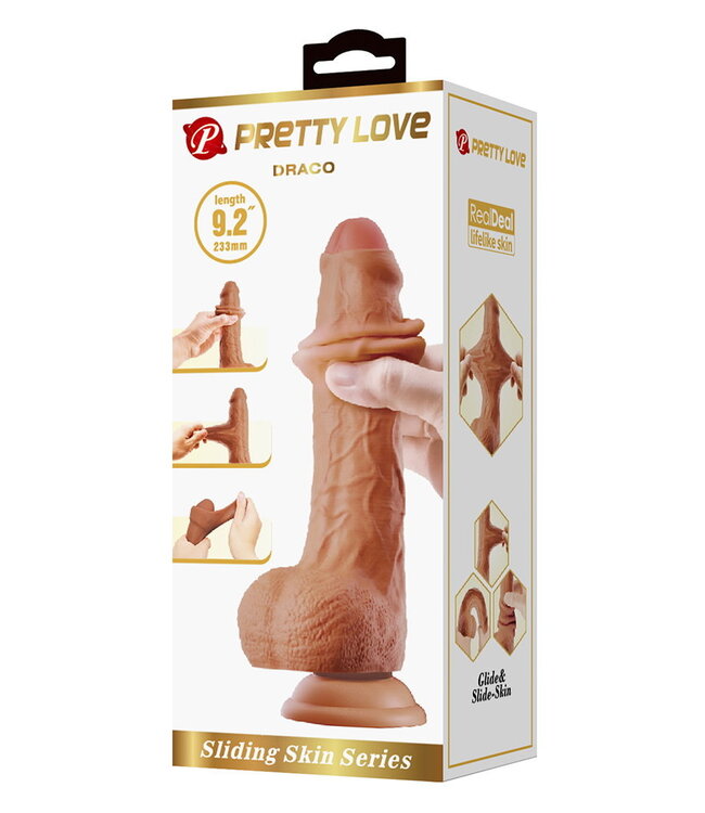 Rimba Pretty Love - Draco - Sliding Skin  Realistic Dildo 23,3cm - Bruin