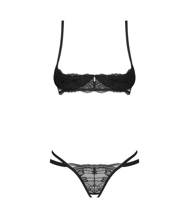 Obsessive Obsessive - Nutris Kruisloze Tweedelige Set - Zwart