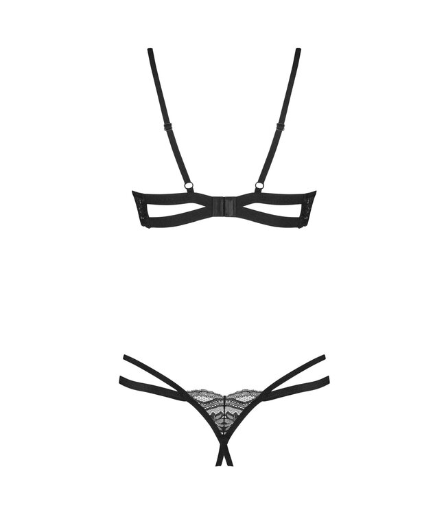 Obsessive Obsessive - Nutris Kruisloze Tweedelige Set - Zwart