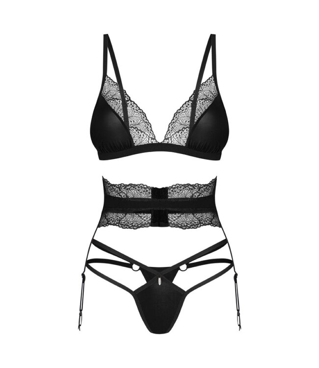 Obsessive Obsessive - Lobellis Driedelige Set - Zwart