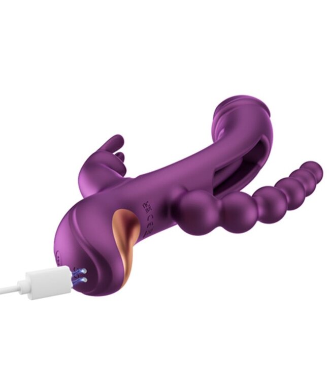 HoneyPlayBox HoneyPlayBox - Trilux Kinky Vinger Rabbit Vibrator - Paars