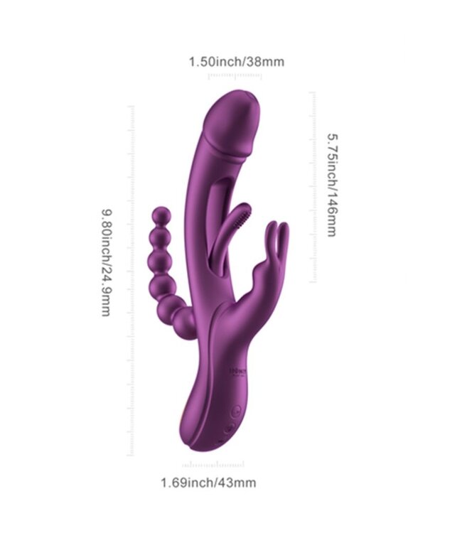 HoneyPlayBox HoneyPlayBox - Trilux Kinky Vinger Rabbit Vibrator - Paars