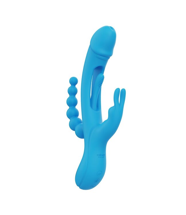 HoneyPlayBox HoneyPlayBox - Trilux Kinky Vinger Rabbit Vibrator - Blauw