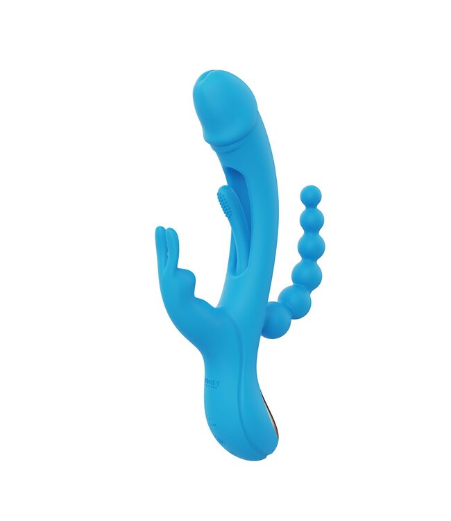 HoneyPlayBox HoneyPlayBox - Trilux Kinky Vinger Rabbit Vibrator - Blauw