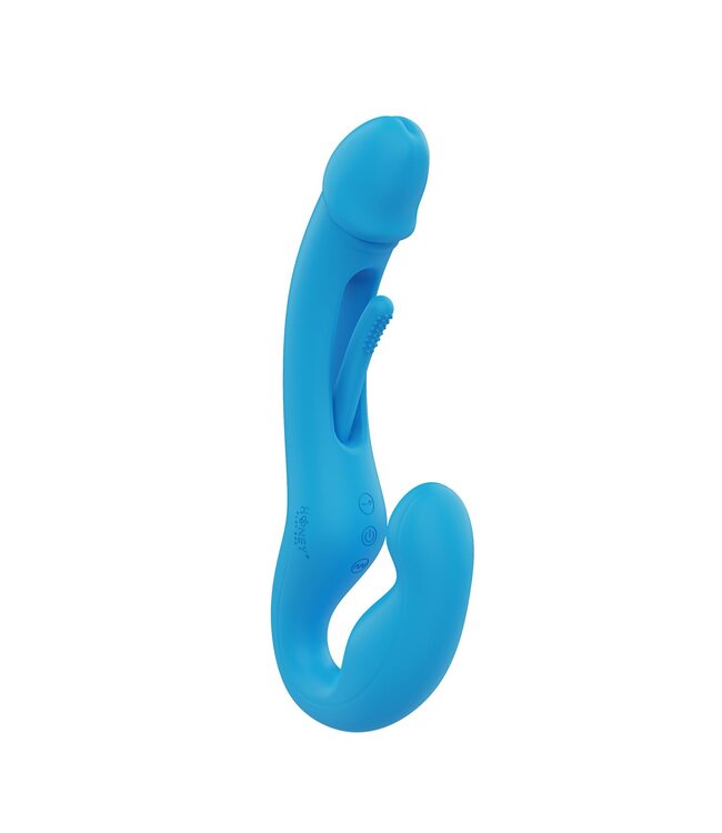 HoneyPlayBox HoneyPlayBox - Harmony Duo App-bestuurde Strapless Strap-on - Blauw