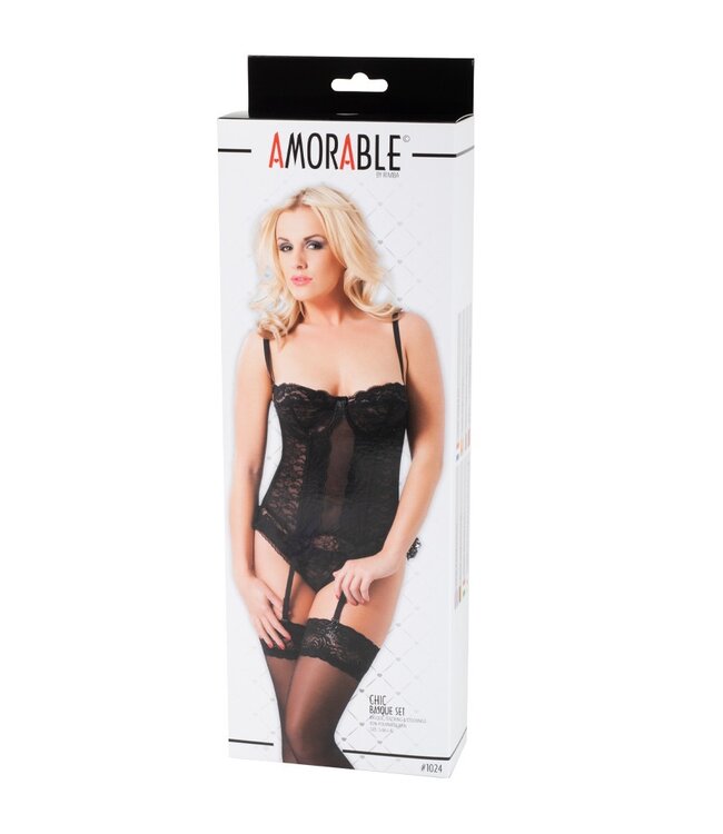 Rimba Amorable by Rimba - Corset (3 delig) - Zwart