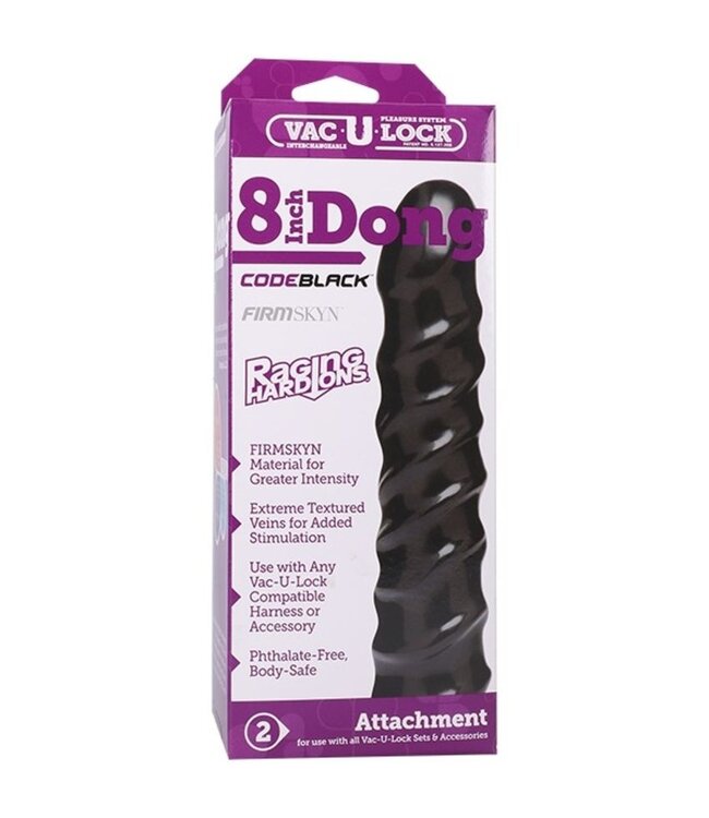 Doc Johnson Doc Johnson - VacULock CodeBlack Raging HardOns Dildo 20,3 cm - Zwart