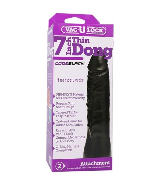 Doc Johnson Doc Johnson - VacULock CodeBlack Thin Dong The Naturals - Zwart