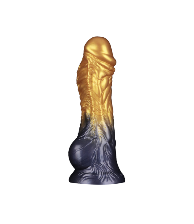 Rimba LoveToy - Dual Density Opblaasbare Dildo  8"/ 20 cm - Goud/Zwart